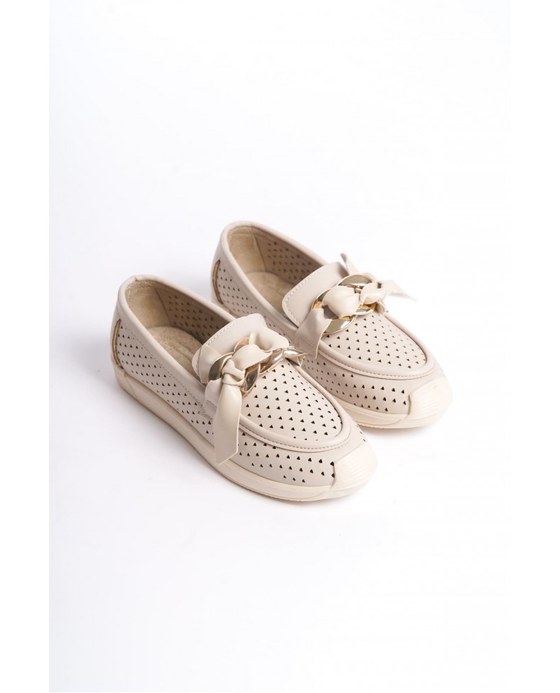 LYDIA Bağcıksız Ortopedik Rahat Taban Kalp Desenli Kadın Babet Ayakkabı  CKT - Krem Somersan Giyim | Kadın, Erkek ve Çocuk Moda