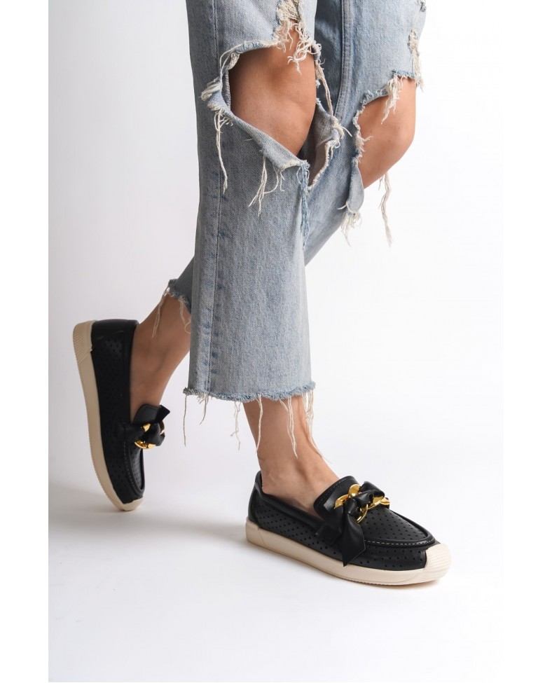 LYDIA Bağcıksız Ortopedik Rahat Taban Kalp Desenli Kadın Babet Ayakkabı  CKT - Siyah Somersan Giyim | Kadın, Erkek ve Çocuk Moda