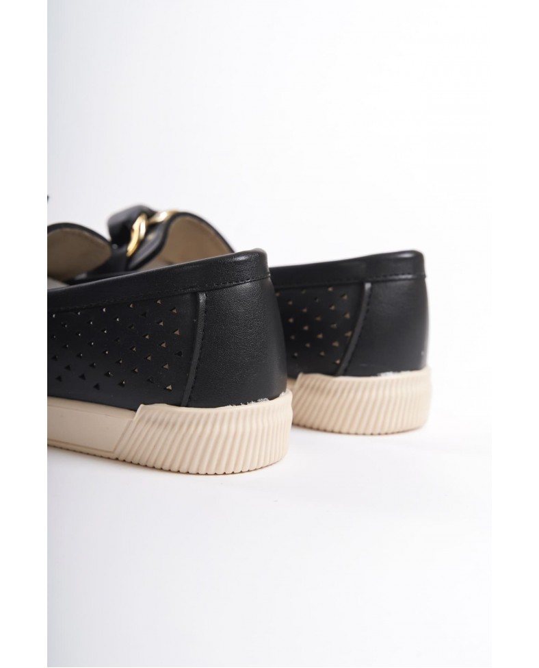 LYDIA Bağcıksız Ortopedik Rahat Taban Kalp Desenli Kadın Babet Ayakkabı  CKT - Siyah Somersan Giyim | Kadın, Erkek ve Çocuk Moda