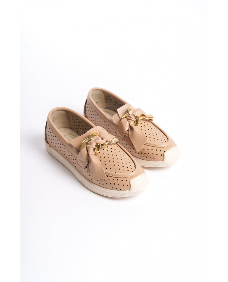 LYDIA Bağcıksız Ortopedik Rahat Taban Kalp Desenli Kadın Babet Ayakkabı CKT - Ten Somersan Giyim | Kadın, Erkek ve Çocuk Moda