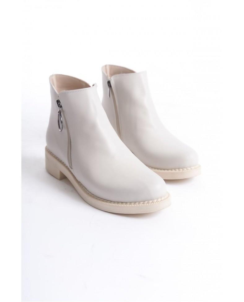 MARGARET Fermuarlı Ortopedik Taban Topuklu Kadın Bot  CKT - Krem Somersan Giyim | Kadın, Erkek ve Çocuk Moda