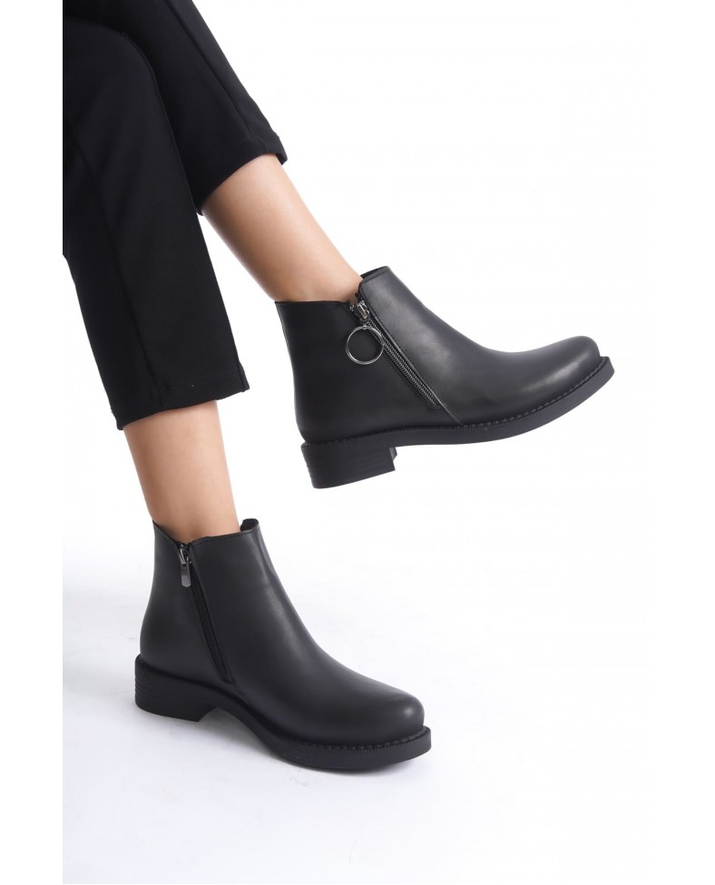 MARGARET Fermuarlı Ortopedik Taban Topuklu Kadın Bot - CST - Siyah Somersan Giyim | Kadın, Erkek ve Çocuk Moda