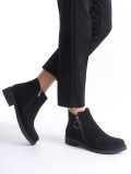 MARGARET Fermuarlı Ortopedik Taban Topuklu Süet Kadın Bot SST - Siyah Somersan Giyim | Kadın, Erkek ve Çocuk Moda