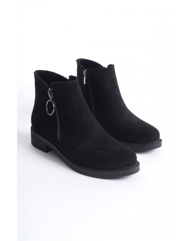 MARGARET Fermuarlı Ortopedik Taban Topuklu Süet Kadın Bot SST - Siyah Somersan Giyim | Kadın, Erkek ve Çocuk Moda