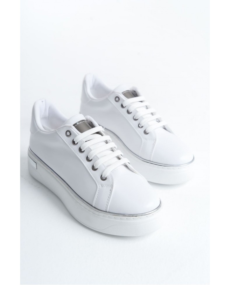 MINA Bağcıklı Ortopedik Taban Kadın Sneaker Spor Ayakkabı  CBT - Beyaz/Gümüş Somersan Giyim | Kadın, Erkek ve Çocuk Moda