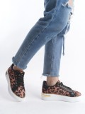 MINA Bağcıklı Ortopedik Taban Leopar Desenli Kadın Sneaker Spor Ayakkabı  TBT - Kahverengi Somersan Giyim | Kadın, Erkek ve Çocuk Moda