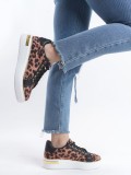 MINA Bağcıklı Ortopedik Taban Leopar Desenli Kadın Sneaker Spor Ayakkabı  TBT - Kahverengi Somersan Giyim | Kadın, Erkek ve Çocuk Moda