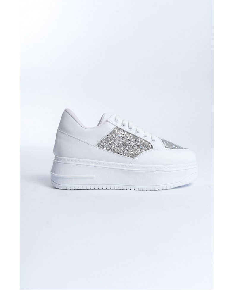 MIPA Bağcıklı Ortopedik Taban Simli Kadın Sneaker Spor Ayakkabı  CBT - Beyaz Somersan Giyim | Kadın, Erkek ve Çocuk Moda