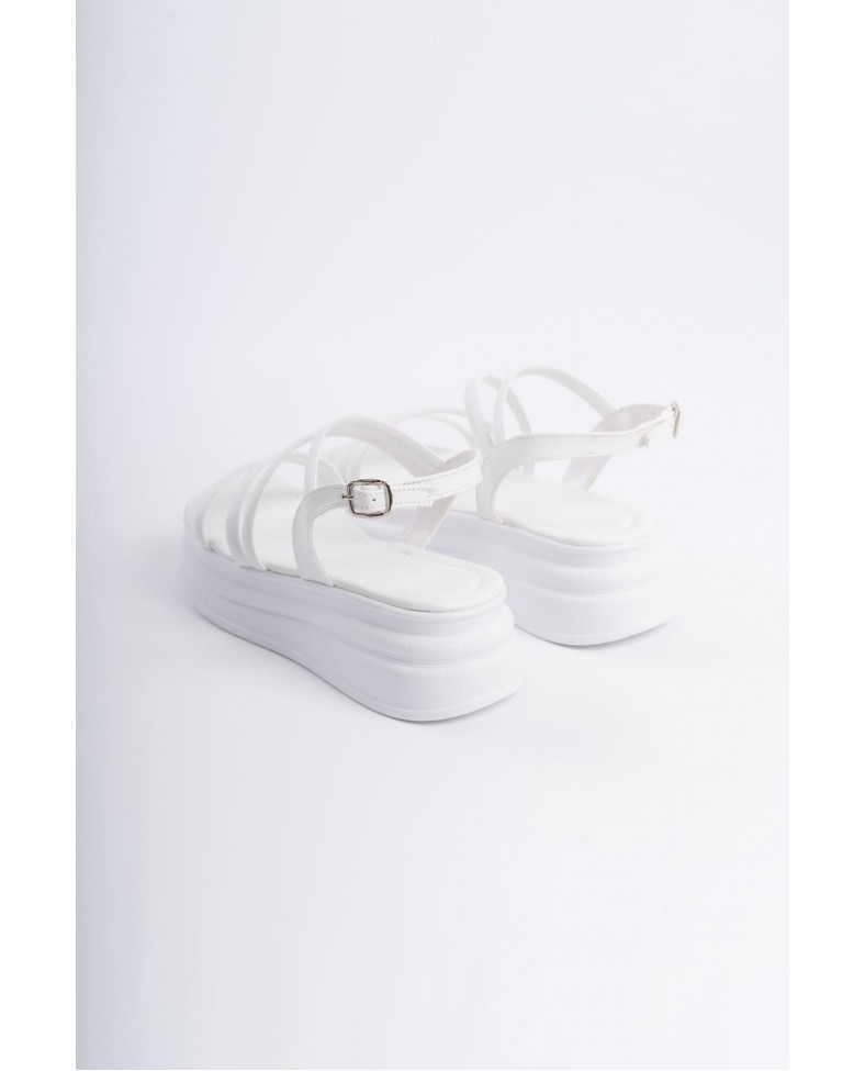 NATALIE İnce Tokalı Şerit Detaylı Ortopedik Taban Kadın Sandalet CBT - Beyaz Somersan Giyim | Kadın, Erkek ve Çocuk Moda