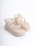 NATALIE İnce Tokalı Şerit Detaylı Ortopedik Taban Kadın Sandalet  CKT - Krem Somersan Giyim | Kadın, Erkek ve Çocuk Moda