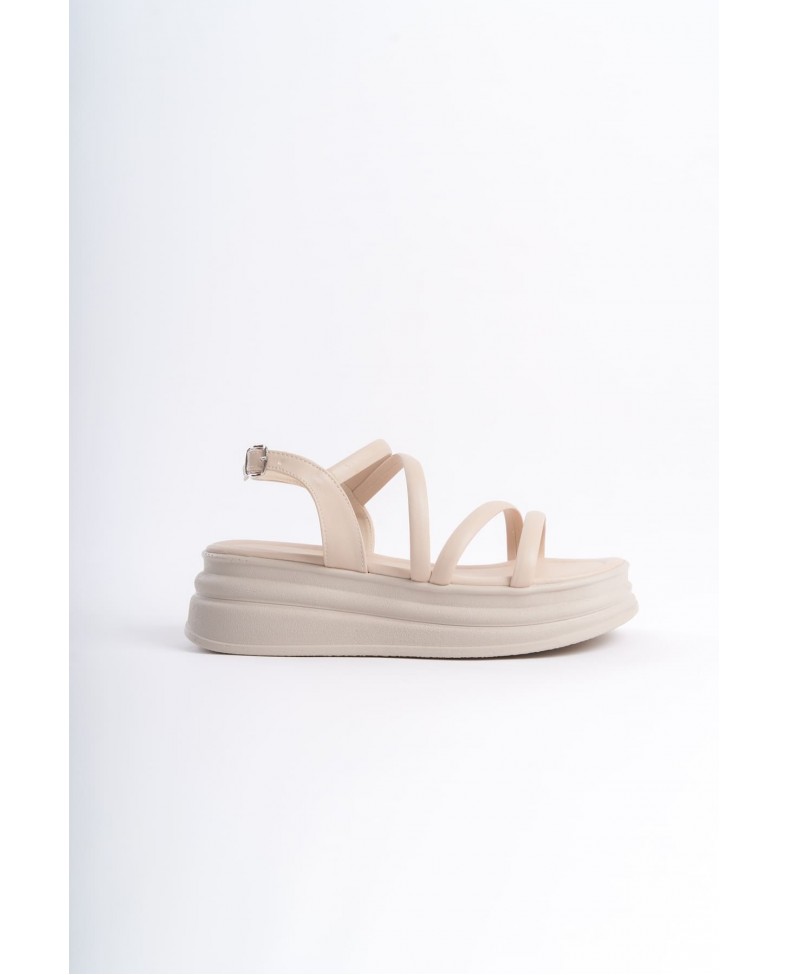 NATALIE İnce Tokalı Şerit Detaylı Ortopedik Taban Kadın Sandalet  CKT - Krem Somersan Giyim | Kadın, Erkek ve Çocuk Moda