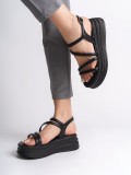NATALIE İnce Tokalı Şerit Detaylı Ortopedik Taban Kadın Sandalet  CST - Siyah Somersan Giyim | Kadın, Erkek ve Çocuk Moda