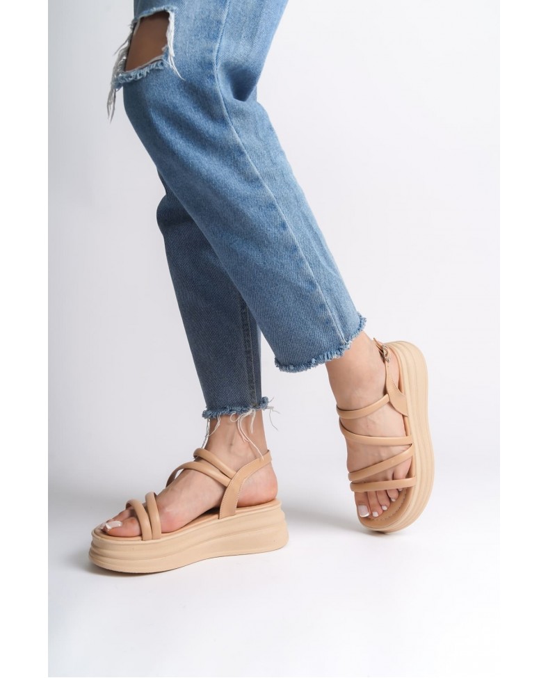 NATALIE İnce Tokalı Şerit Detaylı Ortopedik Taban Kadın Sandalet CTT - Ten Somersan Giyim | Kadın, Erkek ve Çocuk Moda