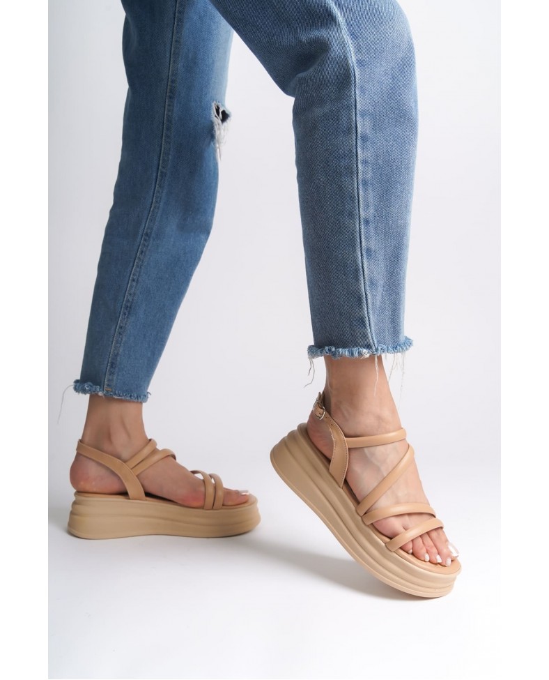 NATALIE İnce Tokalı Şerit Detaylı Ortopedik Taban Kadın Sandalet CTT - Ten Somersan Giyim | Kadın, Erkek ve Çocuk Moda