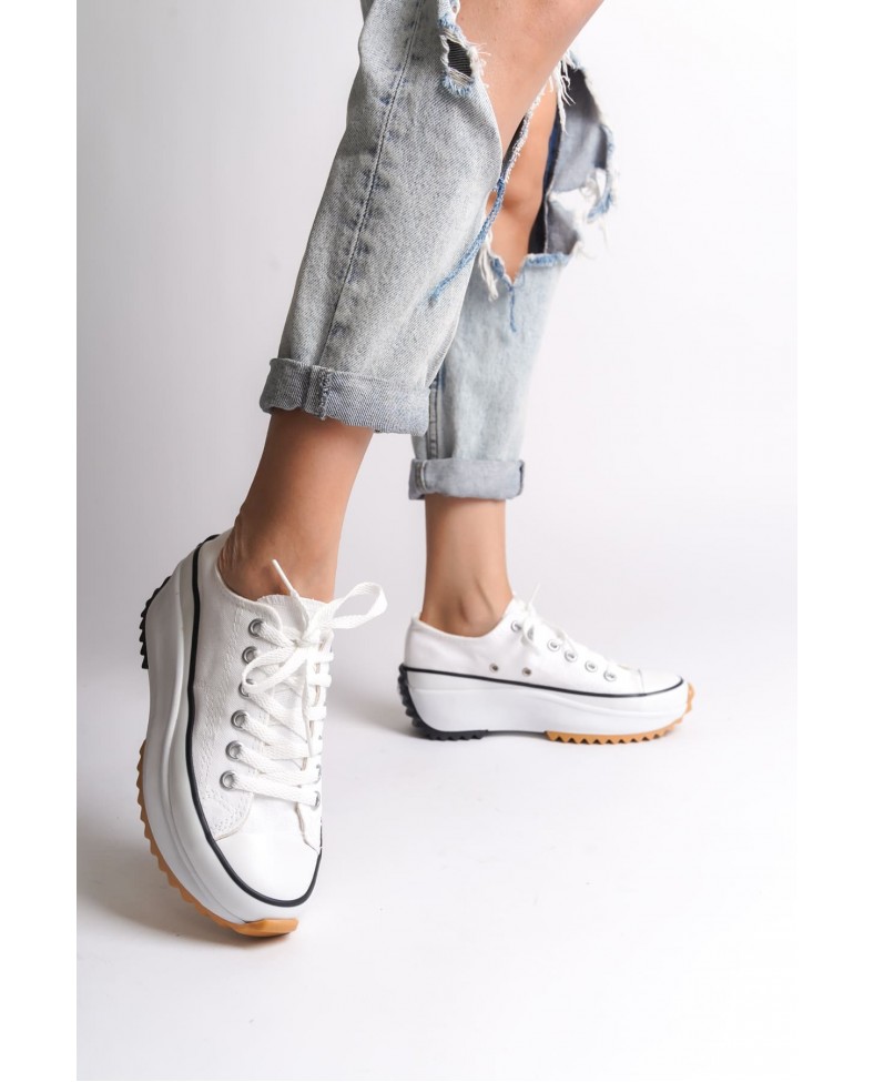 PARIS Bağcıklı Ortopedik Taban Kadın Sneaker Spor Ayakkabı  TBT - Beyaz Somersan Giyim | Kadın, Erkek ve Çocuk Moda