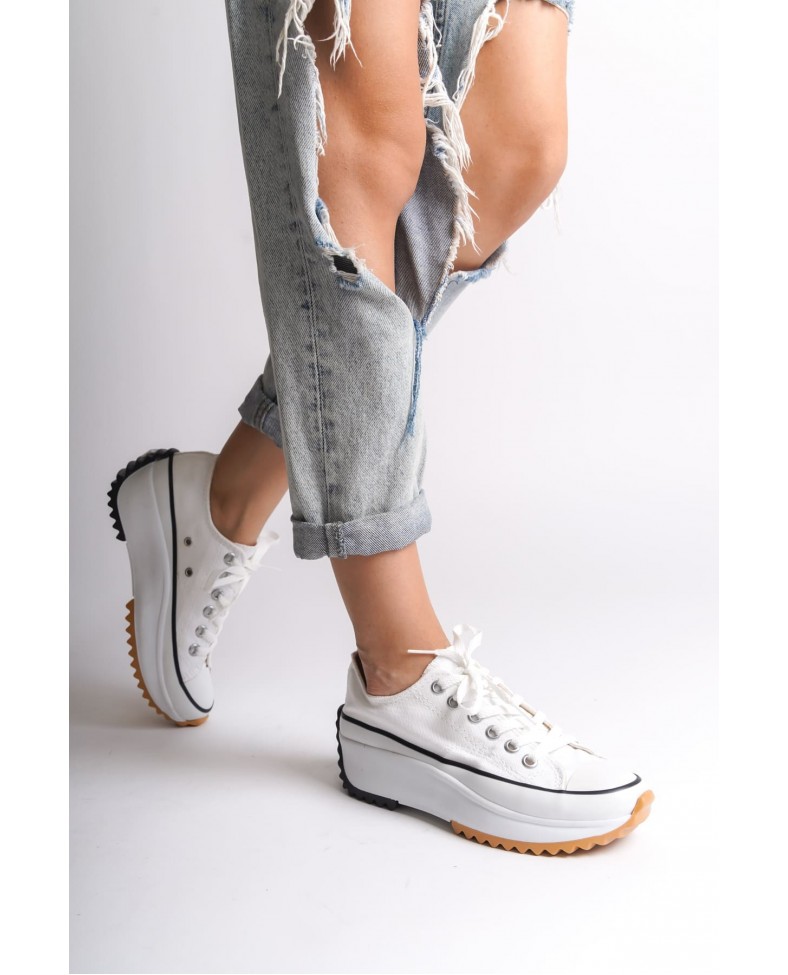 PARIS Bağcıklı Ortopedik Taban Kadın Sneaker Spor Ayakkabı  TBT - Beyaz Somersan Giyim | Kadın, Erkek ve Çocuk Moda