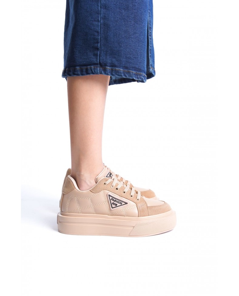 PRAG Bağcıklı Ortopedik Taban Desenli Kadın Sneaker Spor Ayakkabı CTT - Ten Somersan Giyim | Kadın, Erkek ve Çocuk Moda