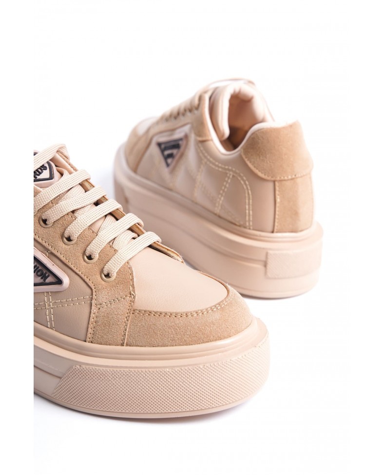 PRAG Bağcıklı Ortopedik Taban Desenli Kadın Sneaker Spor Ayakkabı CTT - Ten Somersan Giyim | Kadın, Erkek ve Çocuk Moda