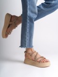 RILEY İnce Tokalı Taşlı Şeritli Ortopedik Taban Kadın Sandalet CTT - Ten Somersan Giyim | Kadın, Erkek ve Çocuk Moda
