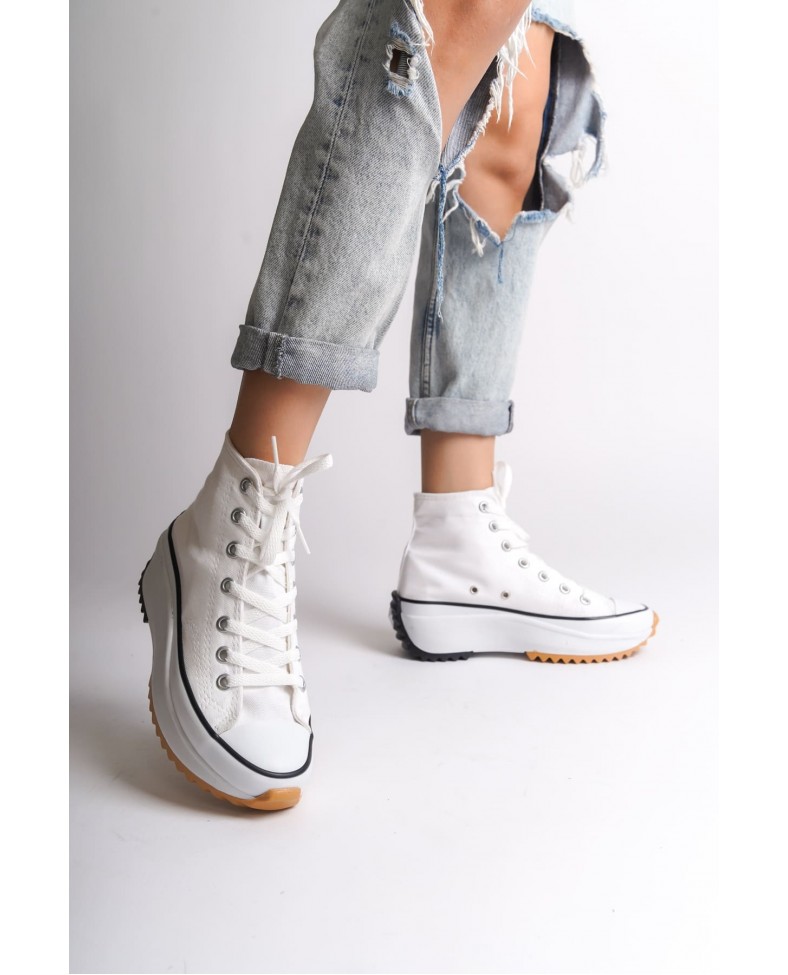 ROMA Bağcıklı Ortopedik Taban Kadın Sneaker Spor Ayakkabı TBT - Beyaz Somersan Giyim | Kadın, Erkek ve Çocuk Moda