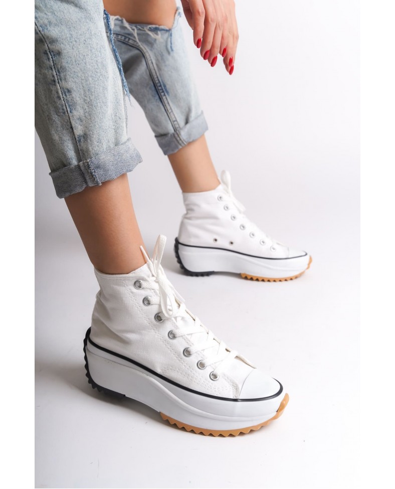 ROMA Bağcıklı Ortopedik Taban Kadın Sneaker Spor Ayakkabı TBT - Beyaz Somersan Giyim | Kadın, Erkek ve Çocuk Moda