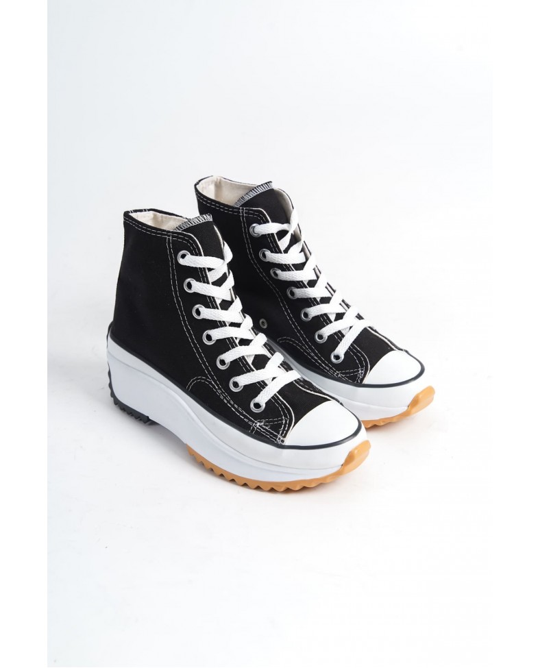 ROMA Bağcıklı Ortopedik Taban Kadın Sneaker Spor Ayakkabı  TBT - Siyah Somersan Giyim | Kadın, Erkek ve Çocuk Moda