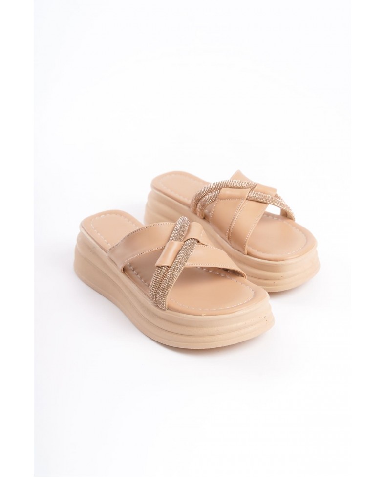 RUBY Düz Topuklu Taşlı Çapraz Şeritli Kalın ve Ortopedik Taban Kadın Terlik  CTT - Ten Somersan Giyim | Kadın, Erkek ve Çocuk Moda