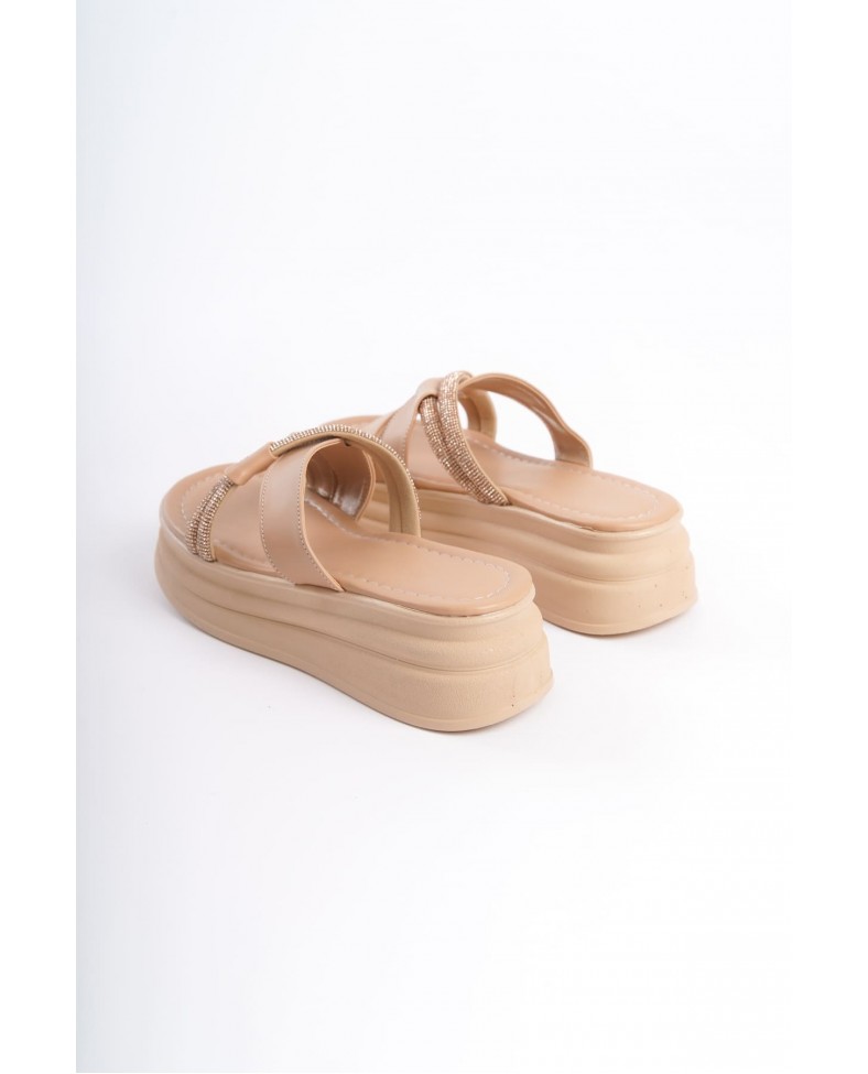 RUBY Düz Topuklu Taşlı Çapraz Şeritli Kalın ve Ortopedik Taban Kadın Terlik  CTT - Ten Somersan Giyim | Kadın, Erkek ve Çocuk Moda