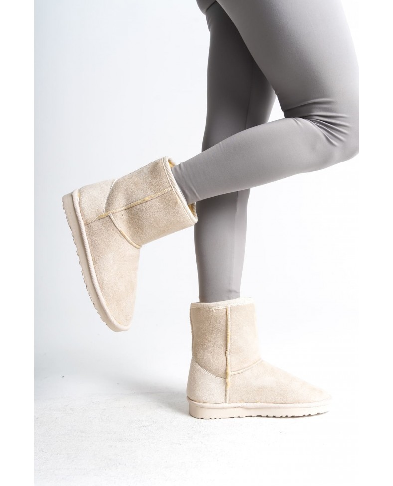 SELINA Bağcıksız Düz Taban İçi Kürklü Süet Kadın Bot  SKT - Krem Somersan Giyim | Kadın, Erkek ve Çocuk Moda
