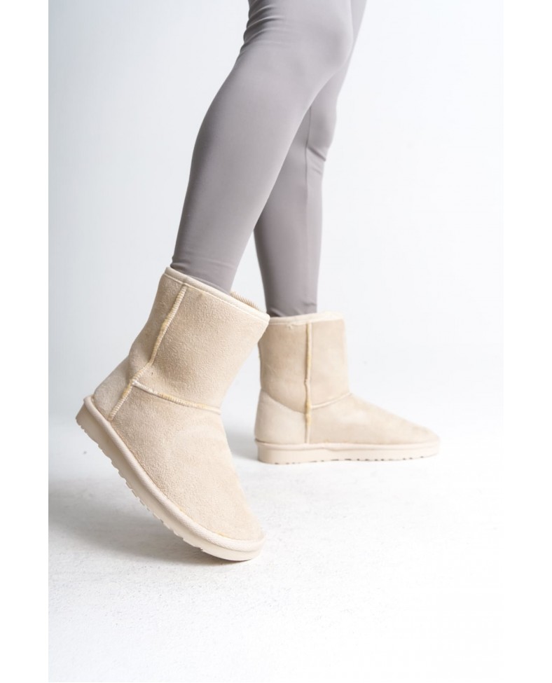 SELINA Bağcıksız Düz Taban İçi Kürklü Süet Kadın Bot  SKT - Krem Somersan Giyim | Kadın, Erkek ve Çocuk Moda