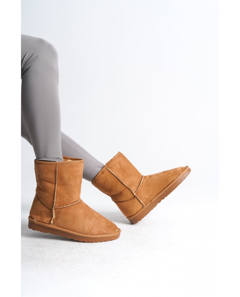 SELINA Bağcıksız Düz Taban İçi Kürklü Süet Kadın Bot  STT - Taba Somersan Giyim | Kadın, Erkek ve Çocuk Moda