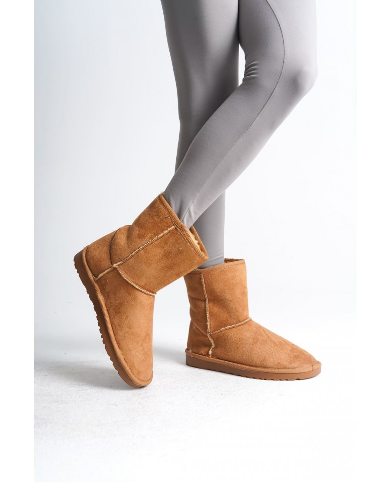 SELINA Bağcıksız Düz Taban İçi Kürklü Süet Kadın Bot  STT - Taba Somersan Giyim | Kadın, Erkek ve Çocuk Moda