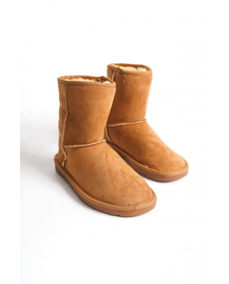 SELINA Bağcıksız Düz Taban İçi Kürklü Süet Kadın Bot  STT - Taba Somersan Giyim | Kadın, Erkek ve Çocuk Moda