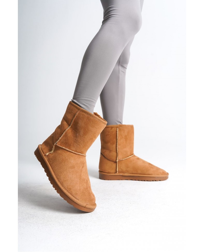 SELINA Bağcıksız Düz Taban İçi Kürklü Süet Kadın Bot  STT - Taba Somersan Giyim | Kadın, Erkek ve Çocuk Moda
