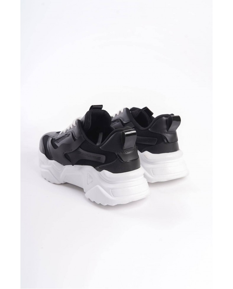 TOKYO Bağcıklı Ortopedik Taban Triko Detaylı Kadın Spor Ayakkabı  TBT - Siyah Somersan Giyim | Kadın, Erkek ve Çocuk Moda