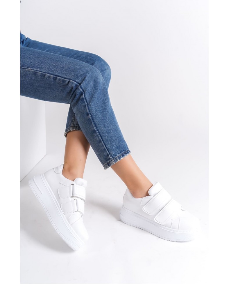 VALENCIA Bağcıksız Cırt Cırtlı Ortopedik Taban Kadın Sneaker Spor Ayakkabı CBT - Beyaz Somersan Giyim | Kadın, Erkek ve Çocuk Moda