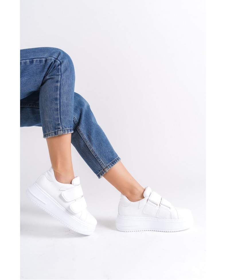 VALENCIA Bağcıksız Cırt Cırtlı Ortopedik Taban Kadın Sneaker Spor Ayakkabı CBT - Beyaz Somersan Giyim | Kadın, Erkek ve Çocuk Moda