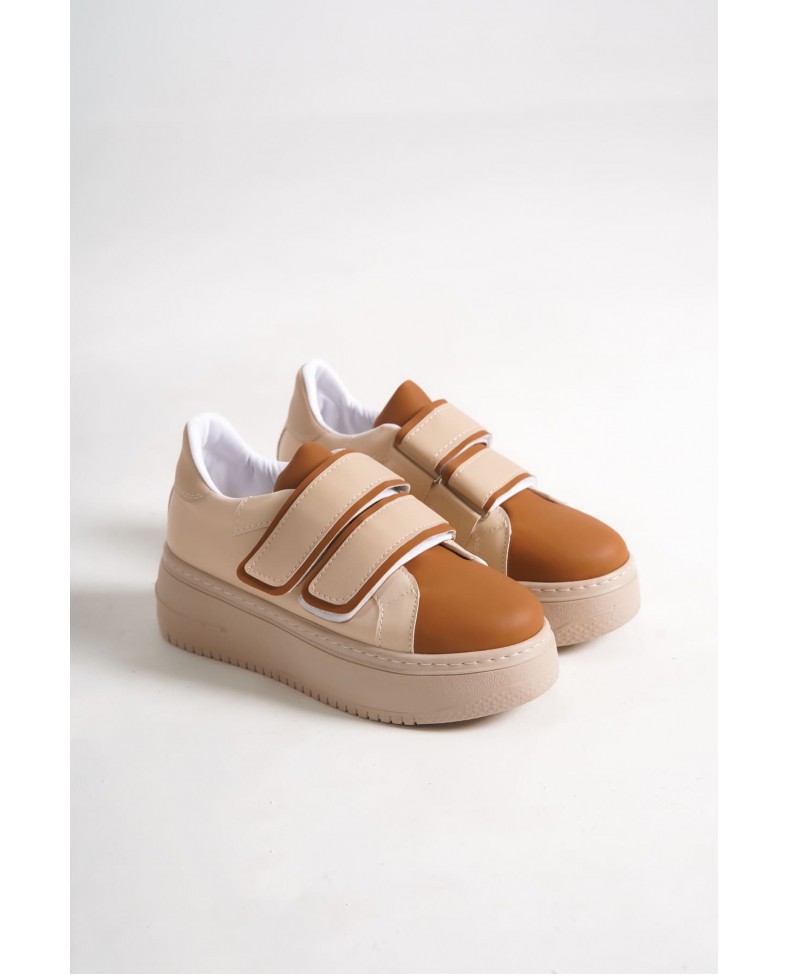 VALENCIA Bağcıksız Cırt Cırtlı Ortopedik Taban Kadın Sneaker Spor Ayakkabı CTT - Ten/Kahve Somersan Giyim | Kadın, Erkek ve Çocuk Moda