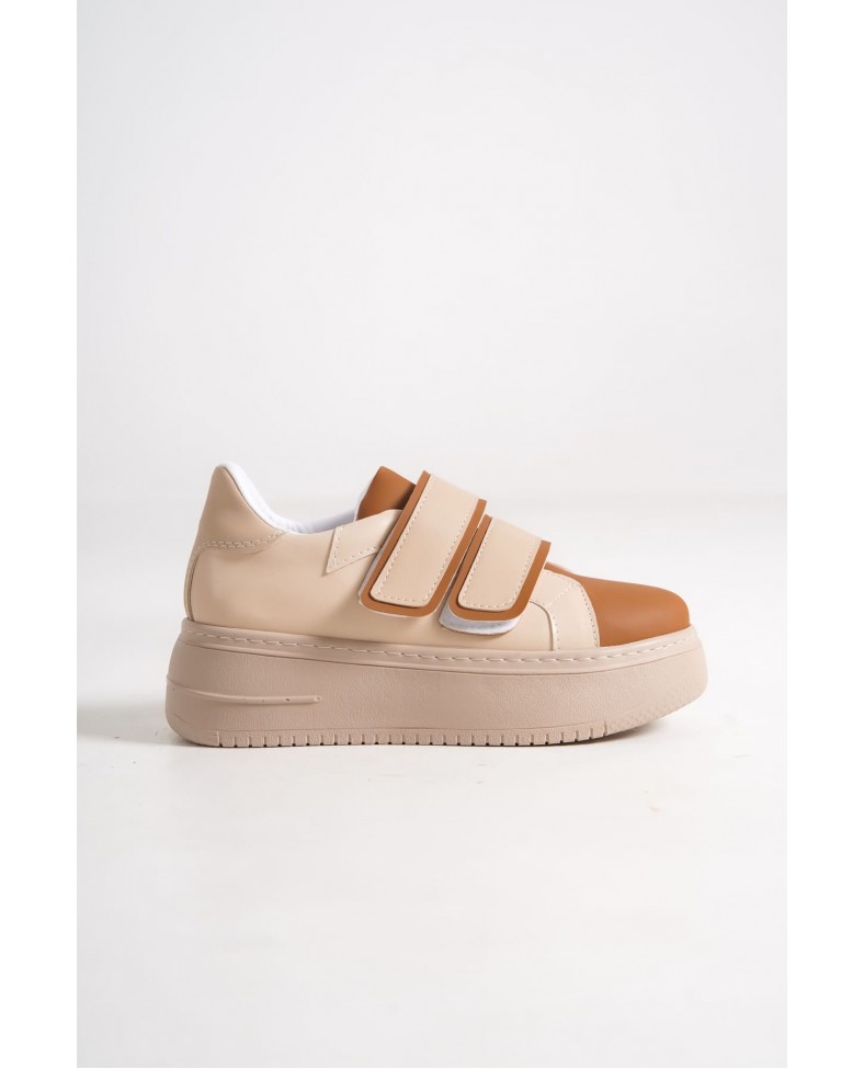 VALENCIA Bağcıksız Cırt Cırtlı Ortopedik Taban Kadın Sneaker Spor Ayakkabı CTT - Ten/Kahve Somersan Giyim | Kadın, Erkek ve Çocuk Moda