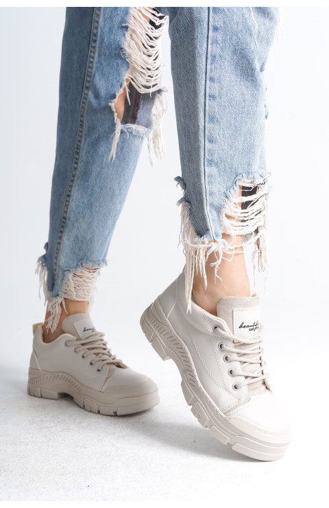 JANE Bağcıklı Ortopedik Taban Kadın Sneaker Spor Ayakkabı  CKT - Krem