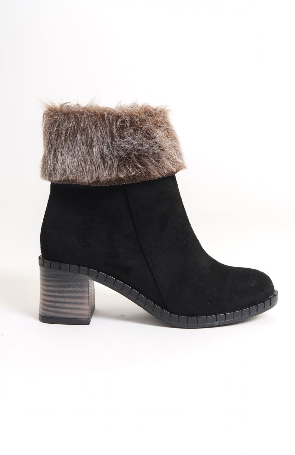 JULIA Fermuarlı Ortopedik Taban Tüylü Topuklu Süet Kadın Bot  SST - Siyah Somersan Giyim | Kadın, Erkek ve Çocuk Moda