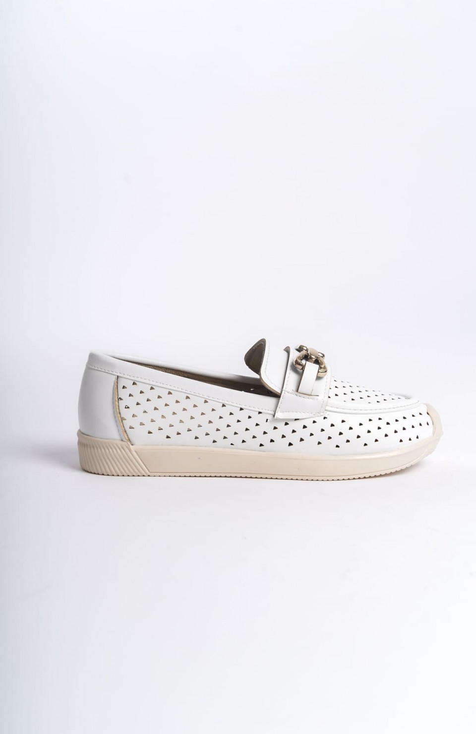 LAYLA Bağcıksız Ortopedik Rahat Taban Kalp Desenli Kadın Babet Ayakkabı  CKT - Beyaz Somersan Giyim | Kadın, Erkek ve Çocuk Moda