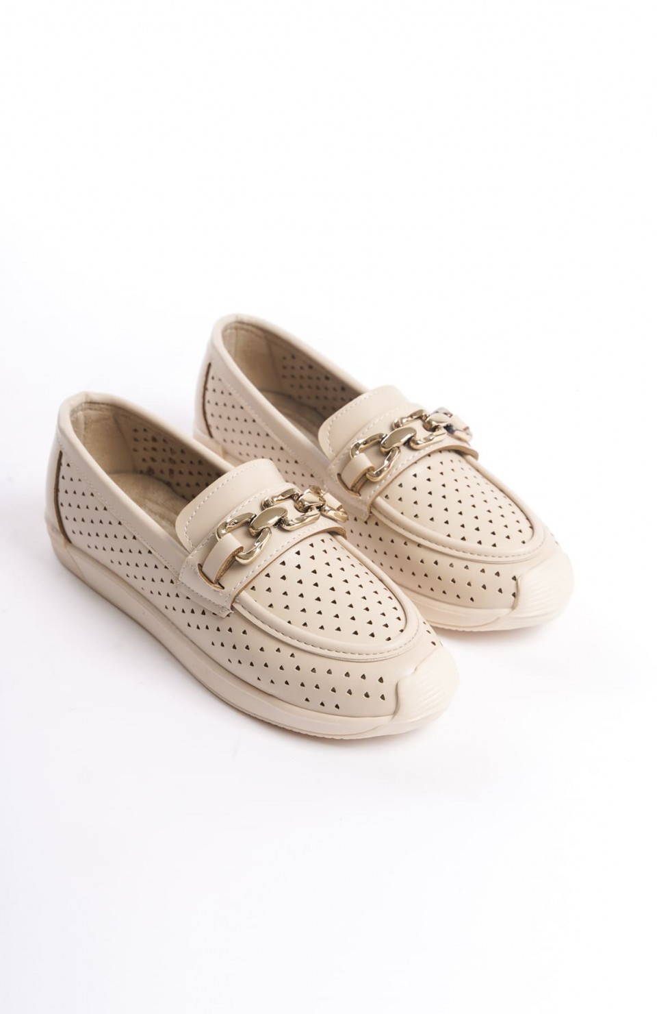 LAYLA Bağcıksız Ortopedik Rahat Taban Kalp Desenli Kadın Babet Ayakkabı CKT - Krem Somersan Giyim | Kadın, Erkek ve Çocuk Moda