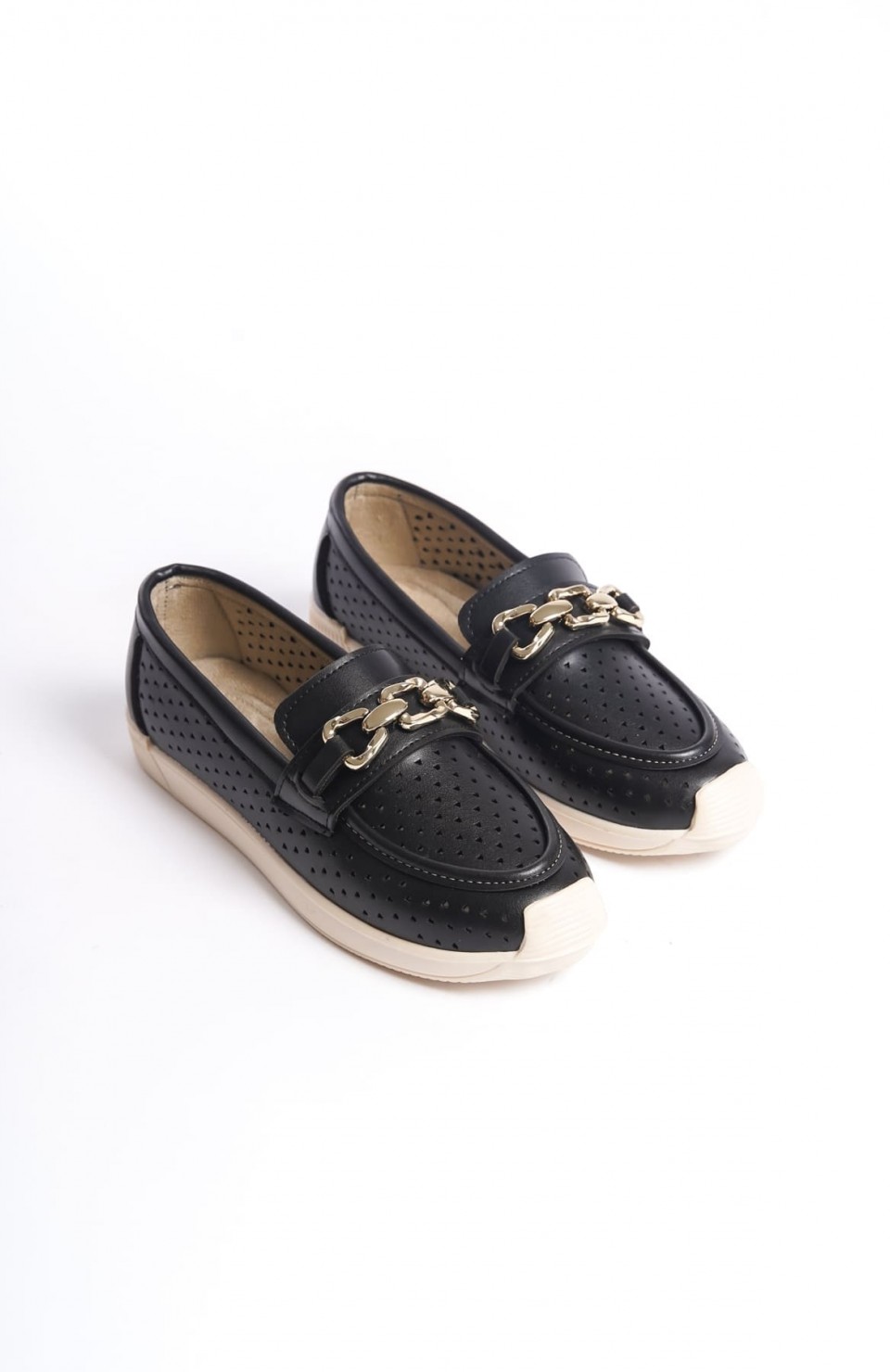 LAYLA Bağcıksız Ortopedik Rahat Taban Kalp Desenli Kadın Babet Ayakkabı CKT - Siyah Somersan Giyim | Kadın, Erkek ve Çocuk Moda