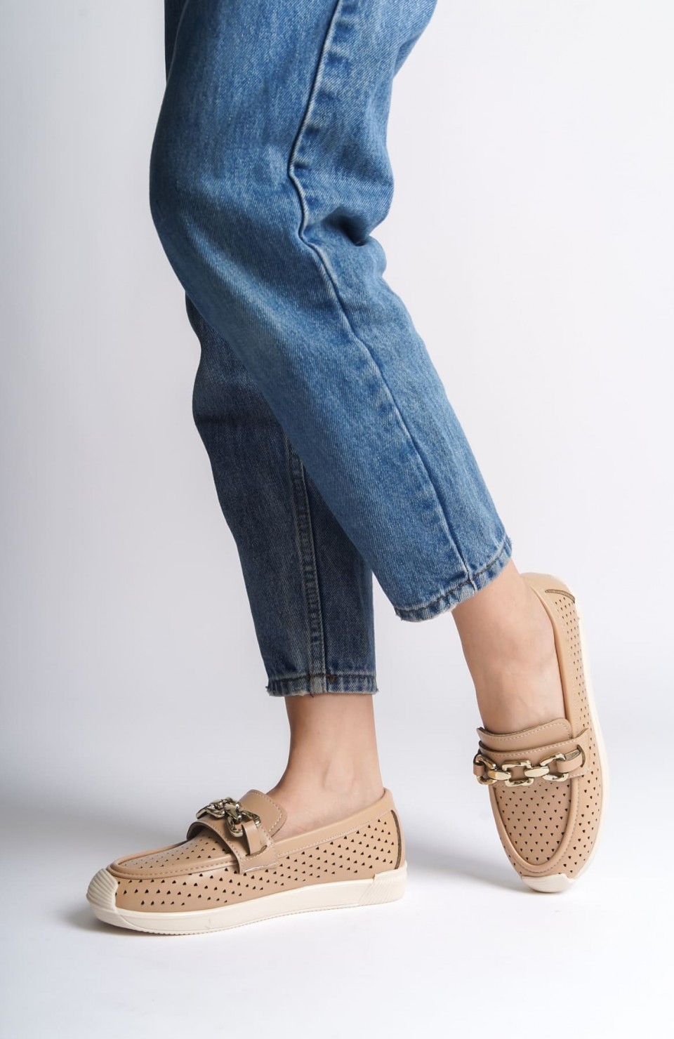 LAYLA Bağcıksız Ortopedik Rahat Taban Kalp Desenli Kadın Babet Ayakkabı CKT - Ten Somersan Giyim | Kadın, Erkek ve Çocuk Moda