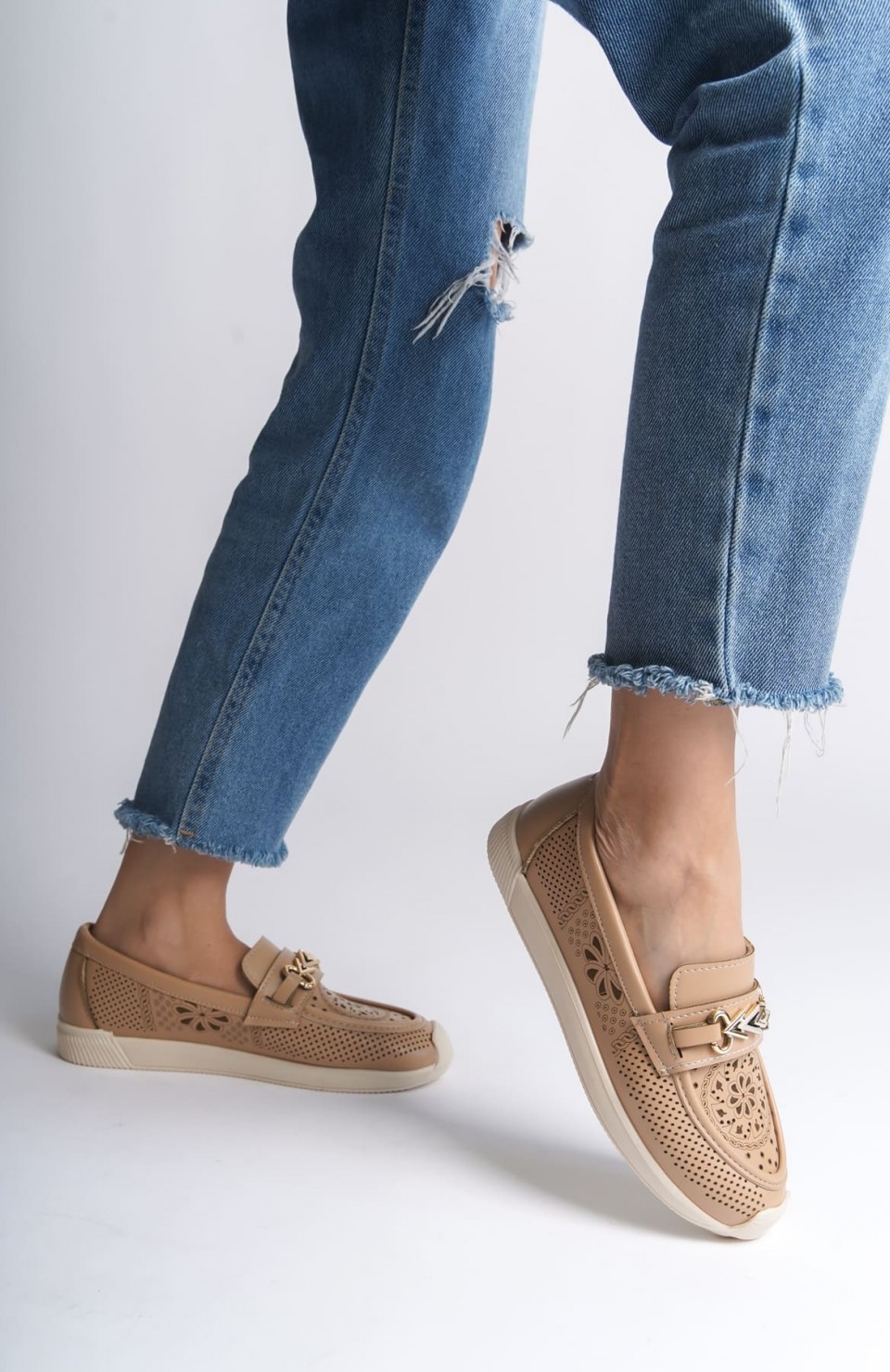 LILY Bağcıksız Ortopedik Rahat Taban Çiçek Desenli Kadın Babet Ayakkabı  CKT - Ten Somersan Giyim | Kadın, Erkek ve Çocuk Moda