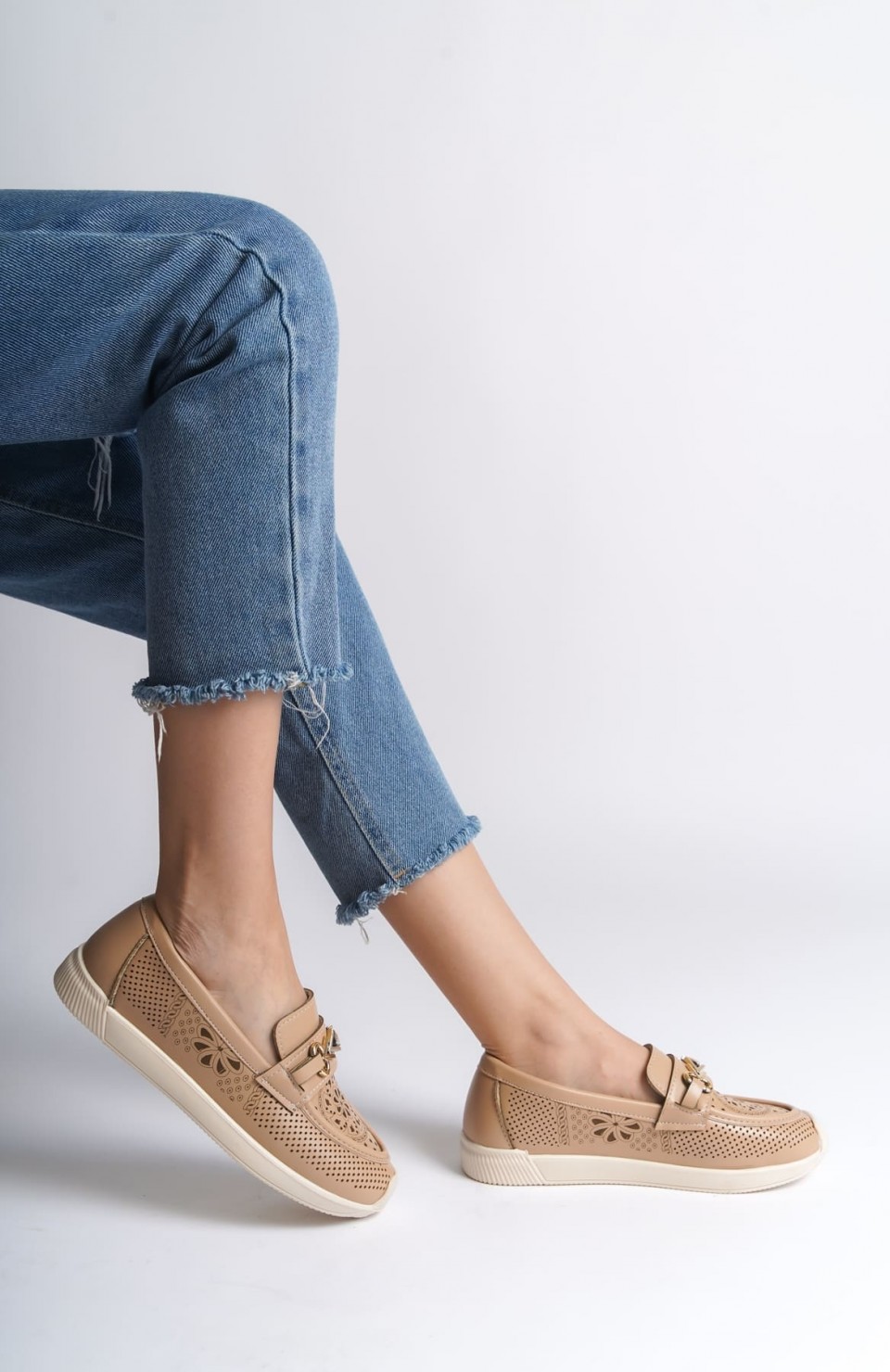 LILY Bağcıksız Ortopedik Rahat Taban Çiçek Desenli Kadın Babet Ayakkabı  CKT - Ten Somersan Giyim | Kadın, Erkek ve Çocuk Moda