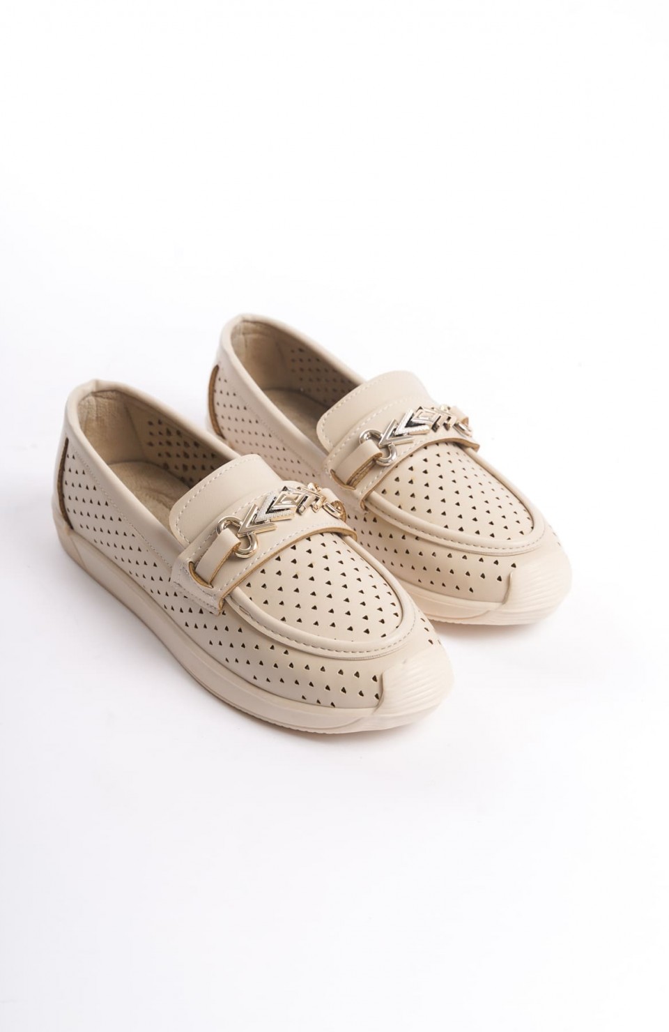 LILY Bağcıksız Ortopedik Rahat Taban Kalp Desenli Kadın Babet Ayakkabı  CKT - Krem Somersan Giyim | Kadın, Erkek ve Çocuk Moda