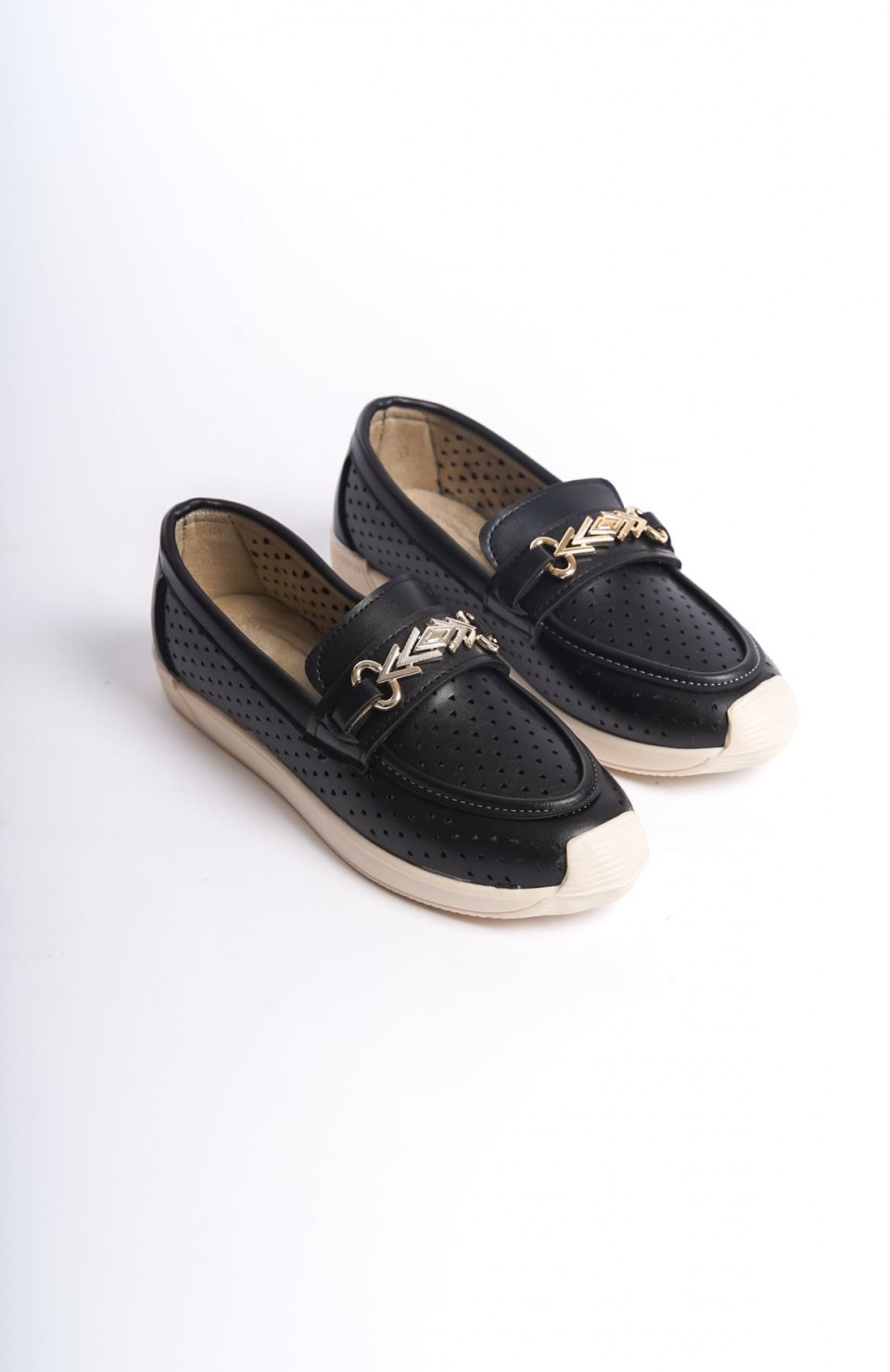 LILY Bağcıksız Ortopedik Rahat Taban Kalp Desenli Kadın Babet Ayakkabı  CKT - Siyah Somersan Giyim | Kadın, Erkek ve Çocuk Moda