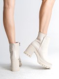 LISSE Fermuarlı Ortopedik Taban Kalın Topuklu Kadın Bot CKT - Krem Somersan Giyim | Kadın, Erkek ve Çocuk Moda